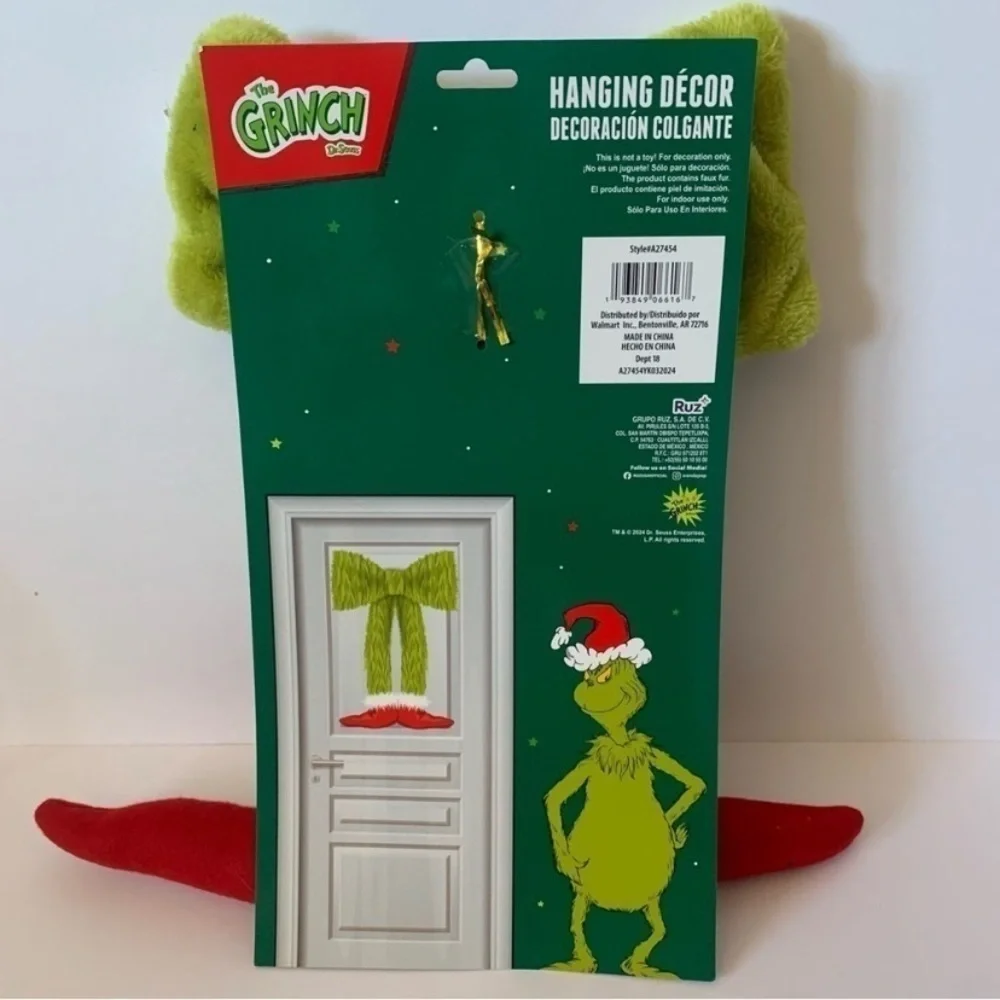 NWT. DR. SEUSS The Grinch Hanging Bow Grinch Legs he